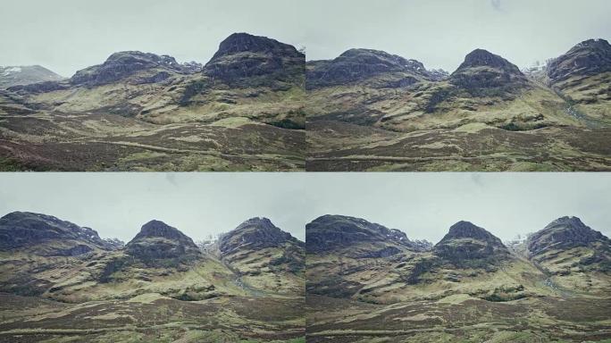 探索荒野。雨天的山地景观。苏格兰