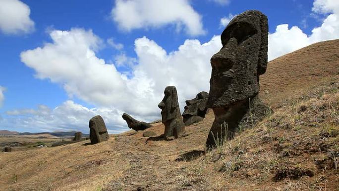 Rano Raraku Moais，复活节岛，智利