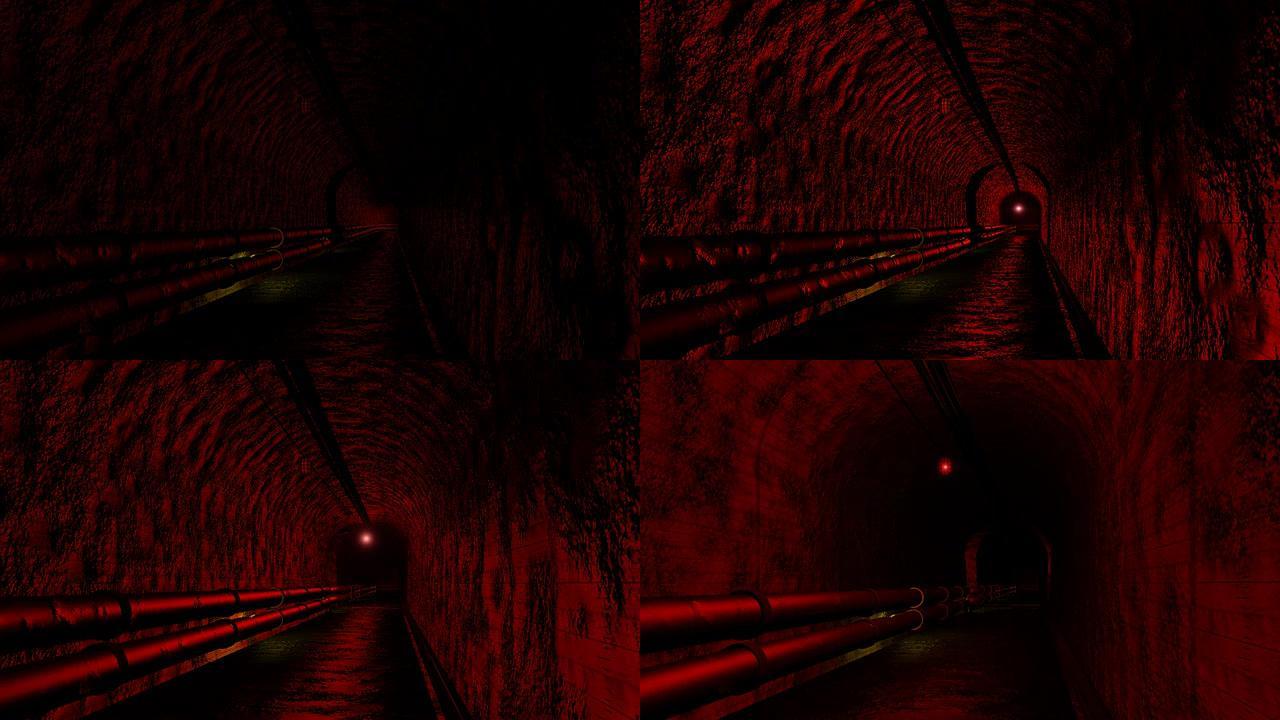 隧道3D中的警报山洞很暗黑暗