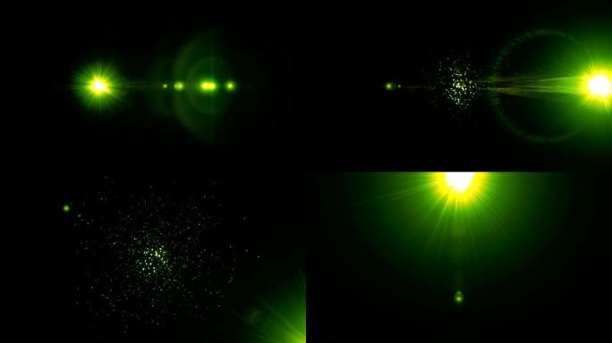 镜头耀斑、闪光和粒子。绿色。