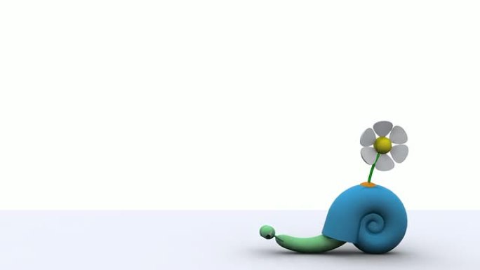 3D可爱的带花蜗牛