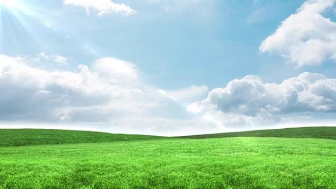 绿色田野上的蓝天蓝天白云草地