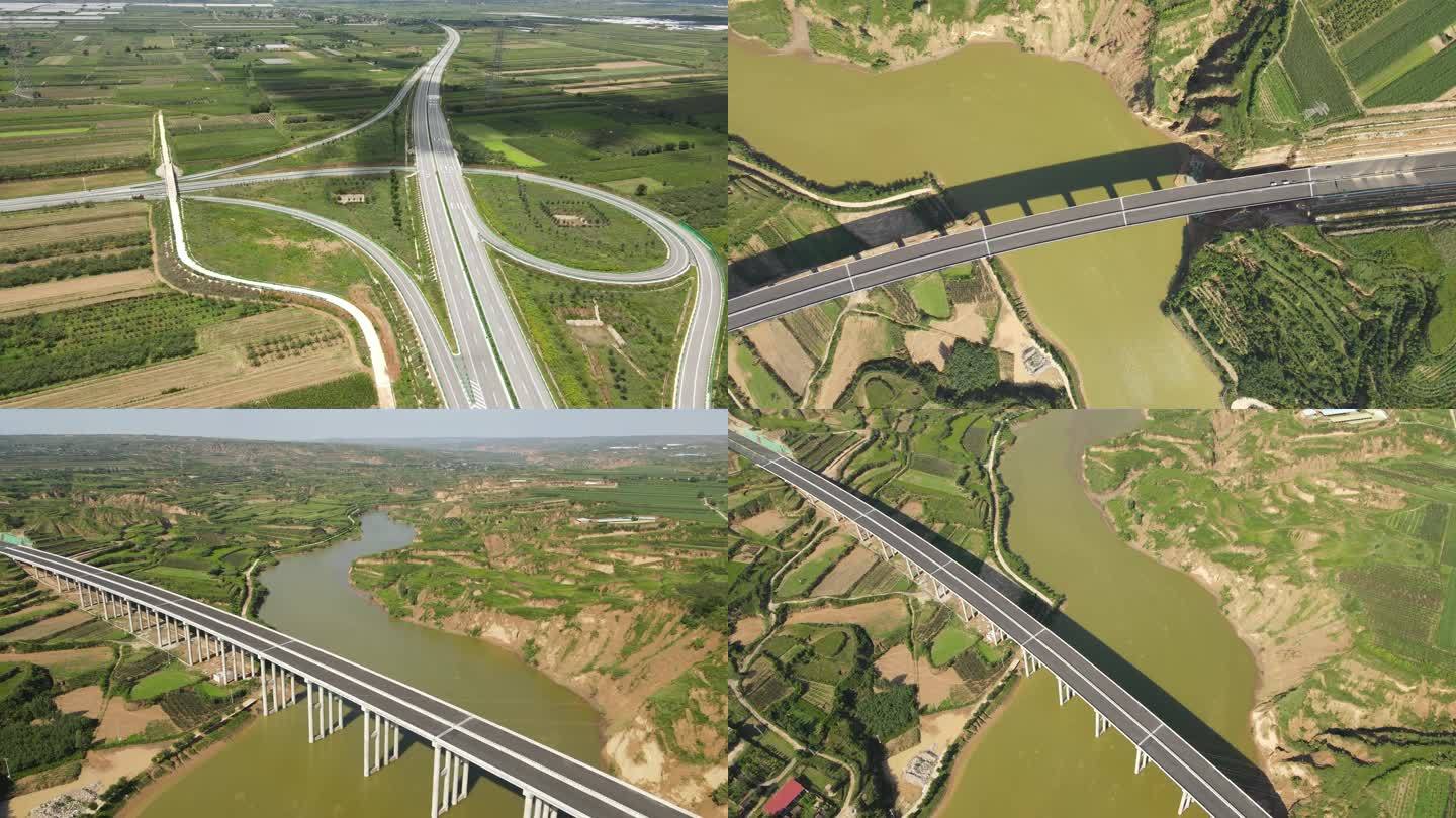 渭南高速公路立交桥光伏航拍大景4k素材