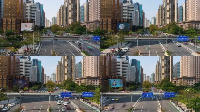 【8k正版素材】城市交通大范围移动延时