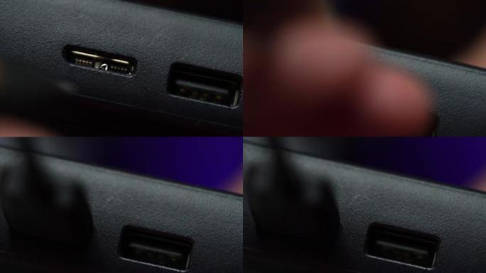 将USB端口插入外部驱动器的4k镜头
