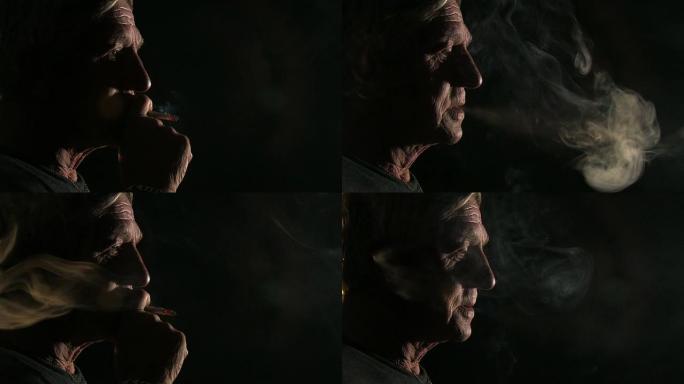 吸烟的老人