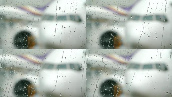 下雨玻璃上的雨滴窗户上的水珠下雨窗户