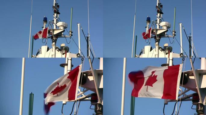 高清：加拿大国旗和船雷达-两个剪辑