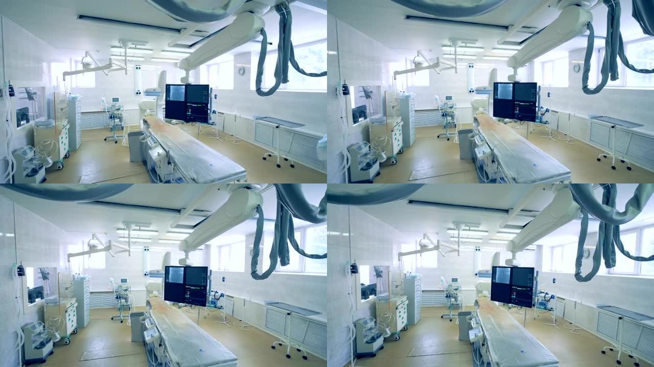 带有特殊医疗设备的手术室的视图。4K。