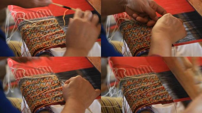 泰国家庭主妇编织棉布