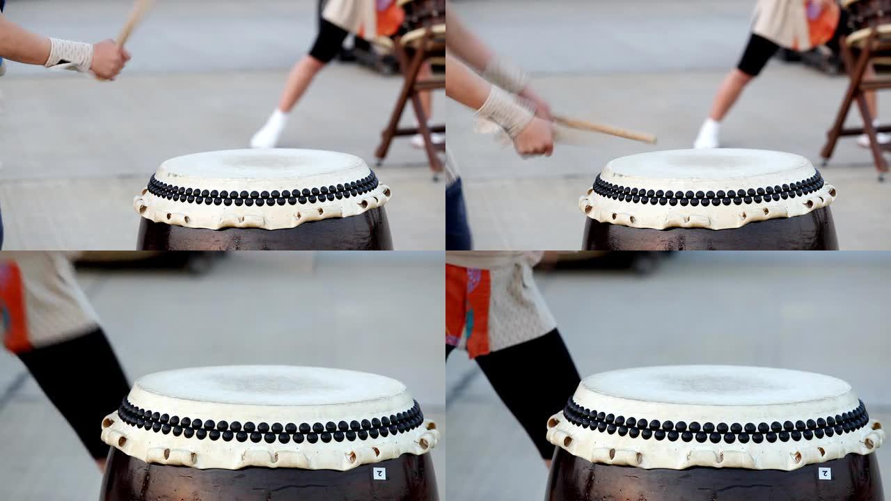高清：日本传统太鼓和鼓手（双视频）