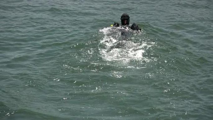 （HD1080i）背对潜水员，漂浮-翻滚