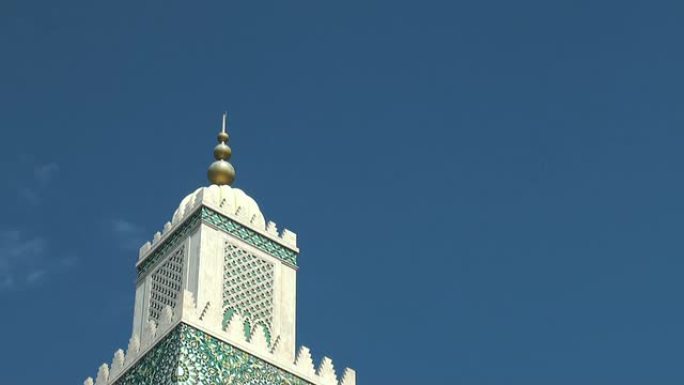 摩洛哥哈桑二世清真寺尖塔;建筑细节