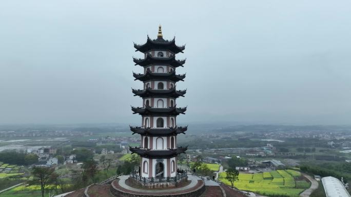 浙江绍兴嵊州亭山村油菜花航拍