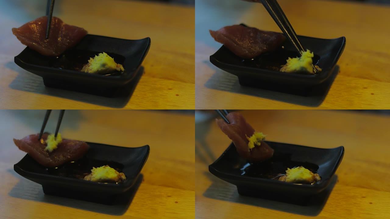 日本食物红金枪鱼生鱼片