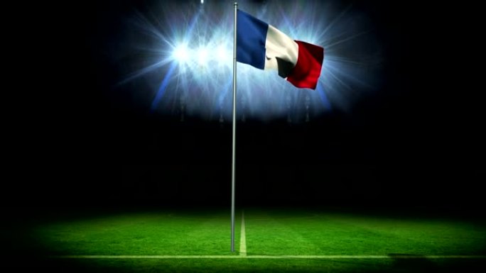 法国国旗在旗杆上挥舞
