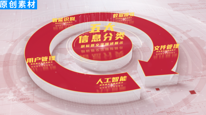 【5】红色党政流程信息展示ae模板包装五
