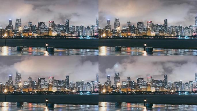 T/L暴风雨中芝加哥的夜景