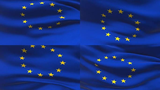 美丽的3d动画欧洲国旗无缝循环