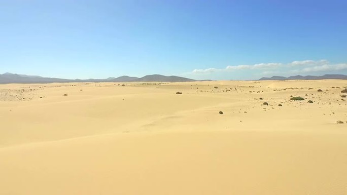 空中: 在无尽的沙质沙漠上空飞行