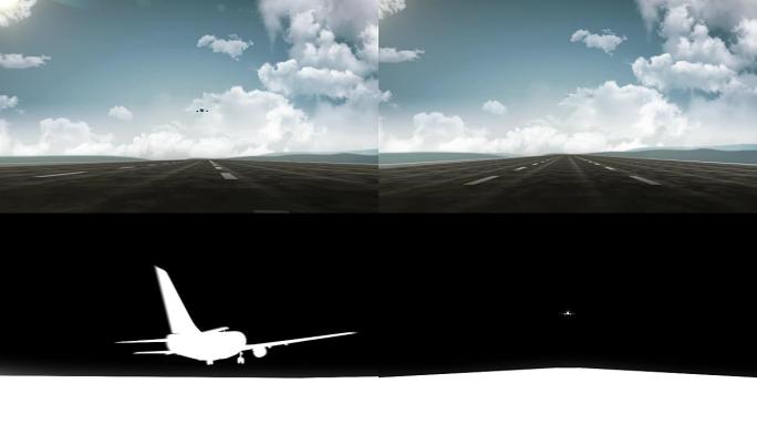 3D飞机在跑道机场起飞。旅行。旅游2。