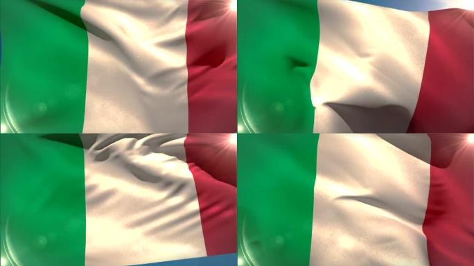 挥舞着大意大利国旗
