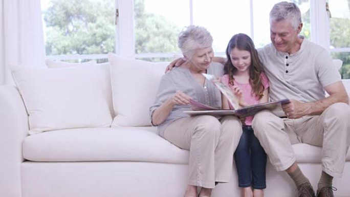 祖父母与孙女一起读书