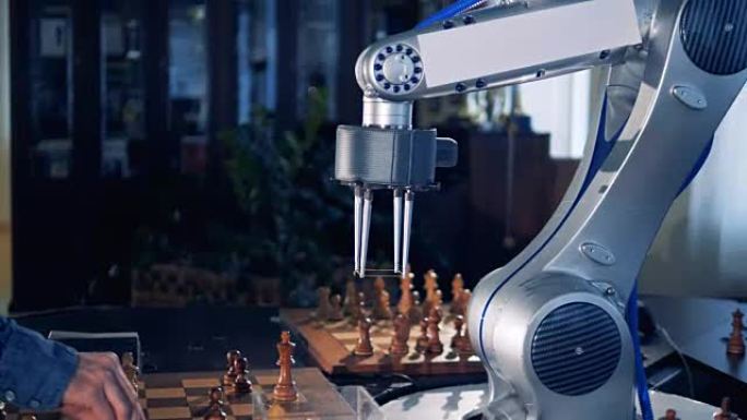 机械臂下棋。未来概念。