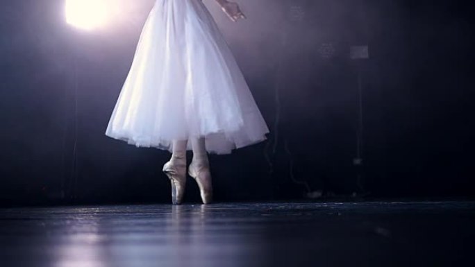芭蕾舞女演员的腿穿着尖头鞋。没有脸。特写。高清。