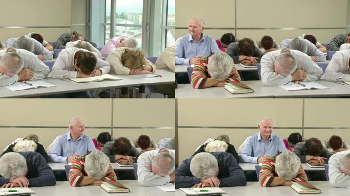 高清: 老年人在研讨会上小睡