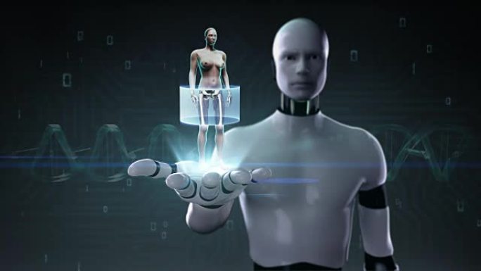 机器人开放手掌，心血管系统，骨骼结构，骨骼系统。