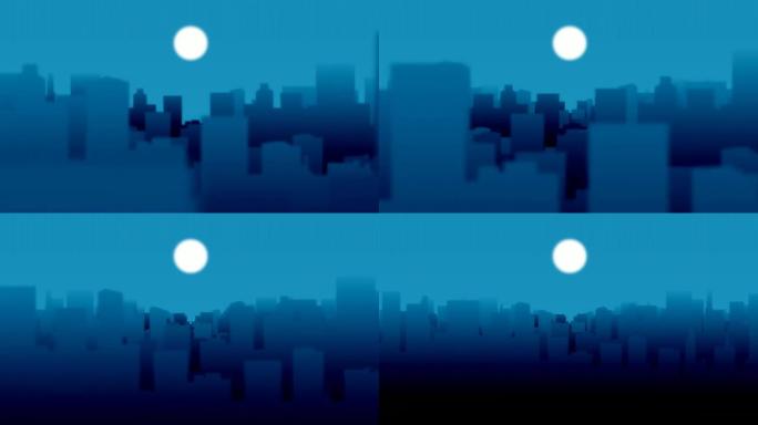 城市晚间动画矢量插图