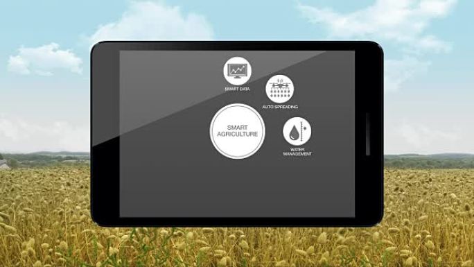 智能农业智能农业，信息图形图标在智能平板，智能平板，物联网。4工业revolution.4。