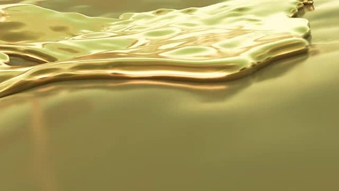 描绘液态黄金滚动到岸上的动画。