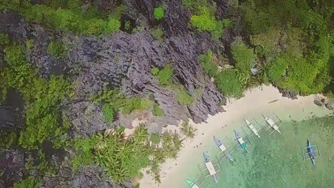 菲律宾巴拉望美丽海滩的鸟瞰图
