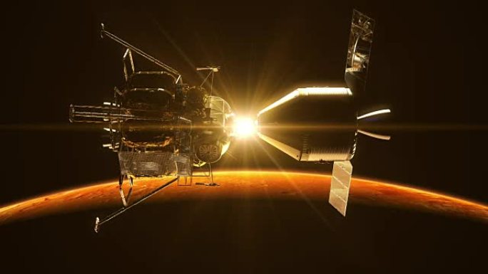 在火星上的太阳光线中解开空间站