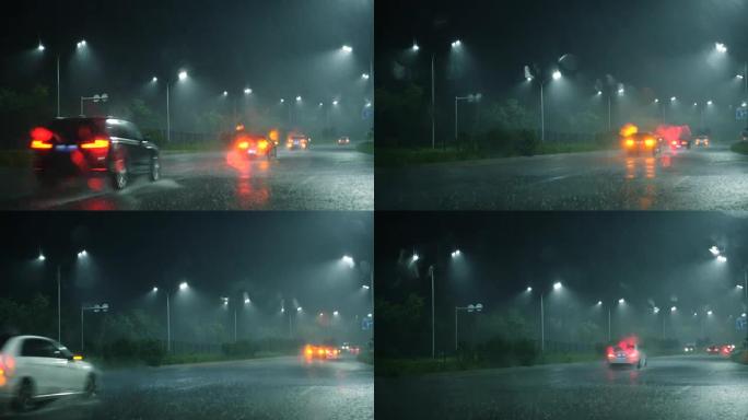 大雨，从车窗看