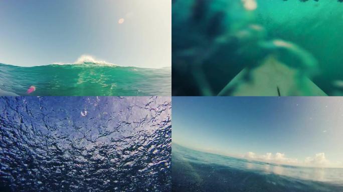 热带蓝色海浪破碎的水角