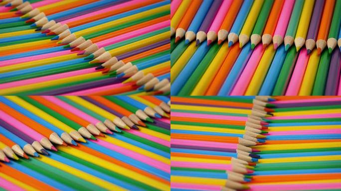 彩色铅笔旋转特写