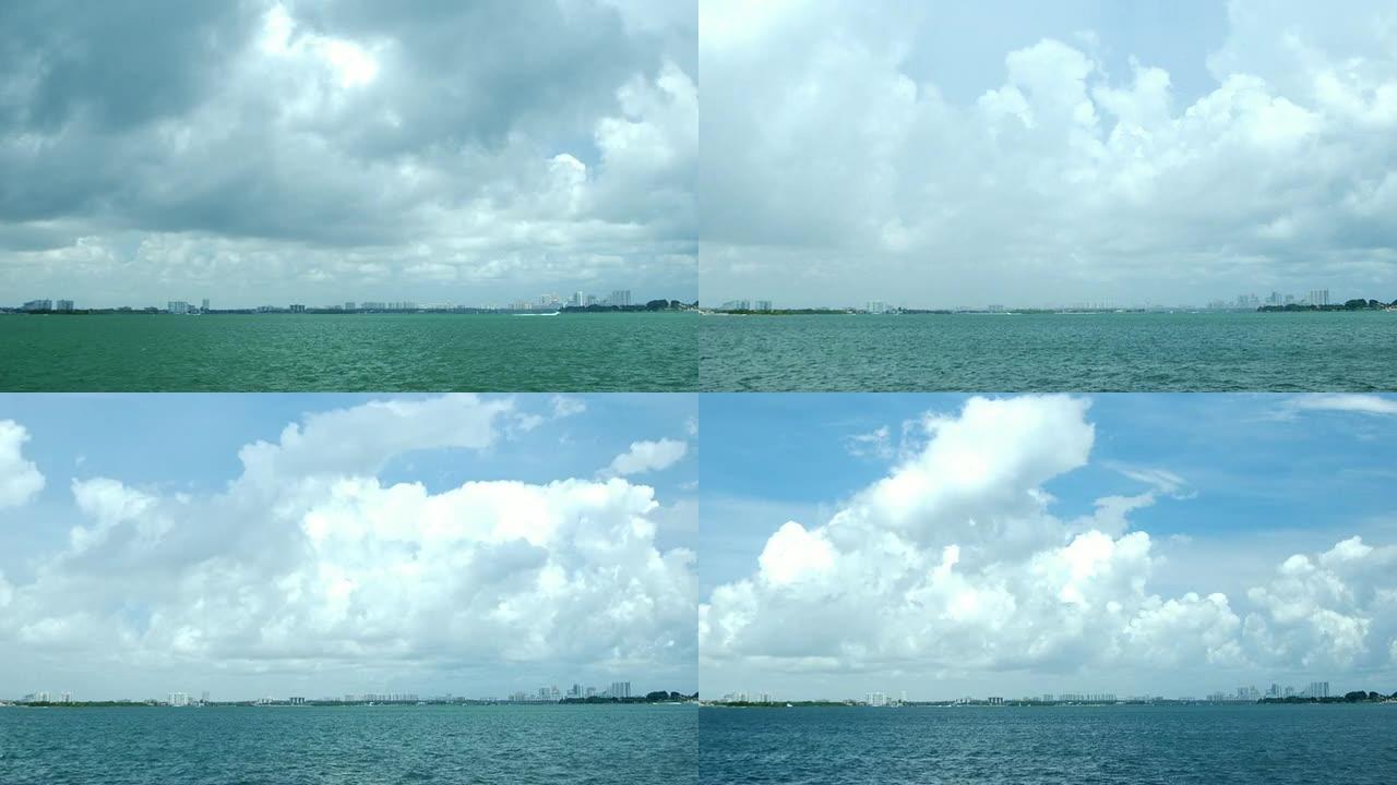 比斯开湾海上的蓝天白云延时摄影