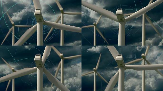 利用可再生能源，环境保护和现代技术生产电力的风力涡轮机