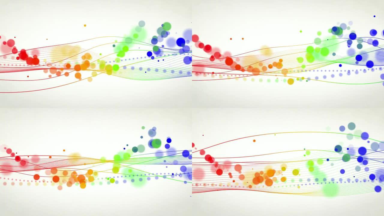 抽象流动的波浪背景循环-彩虹版本2（HD）