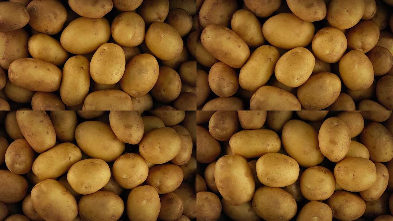 一堆新土豆旋转