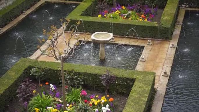 阿尔罕布拉的Generalife花园。西班牙格拉纳达