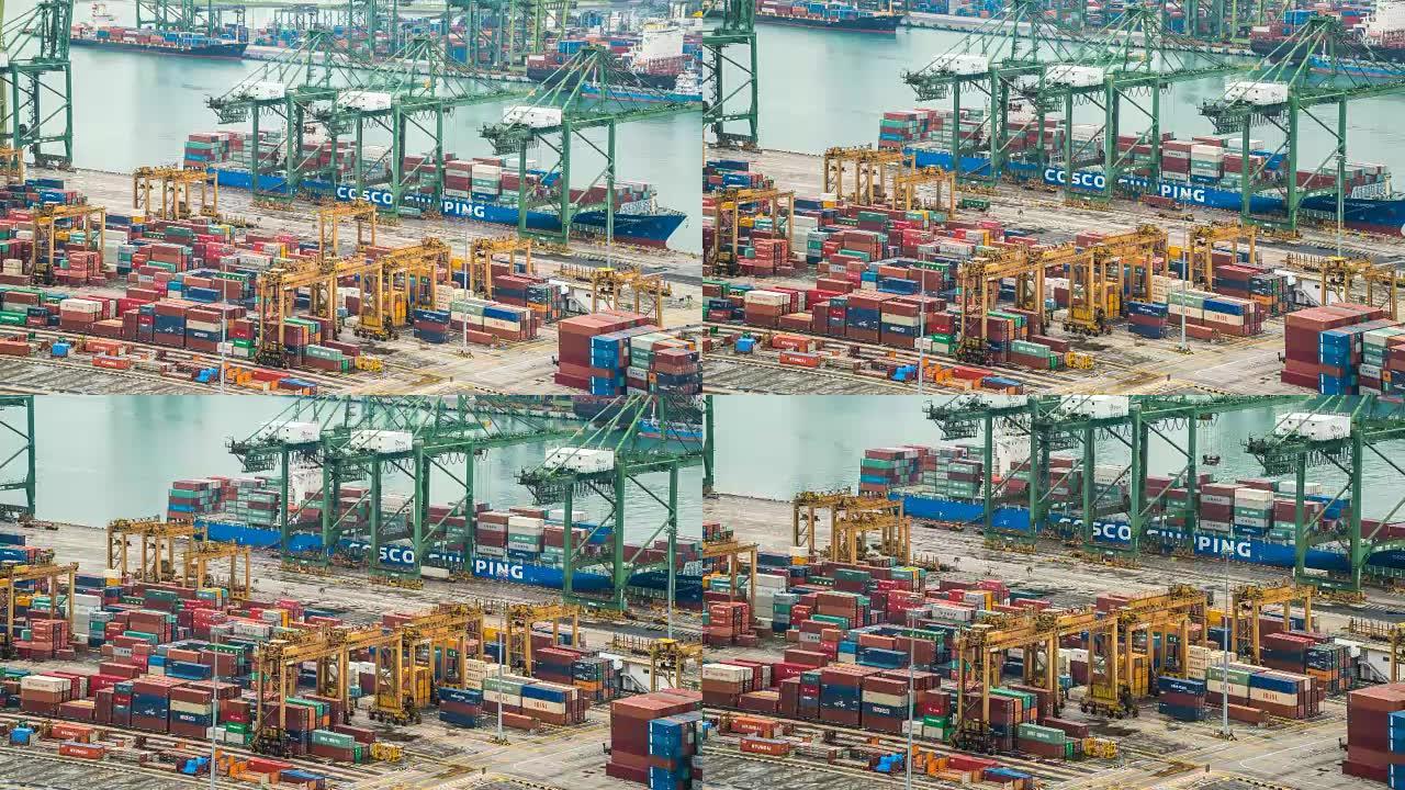亚洲港口的集装箱船