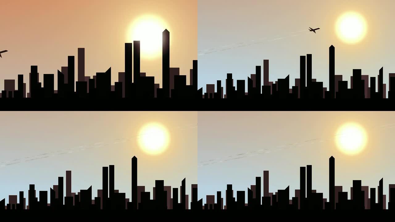 城市上空的日出