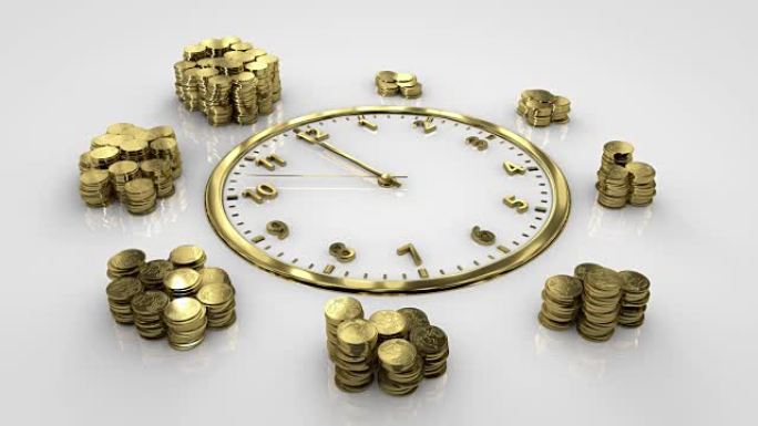 时间就是金钱。第二种方法12。手表和金币。