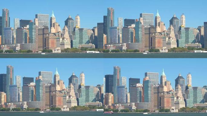 从水上的角度看南湾和曼哈顿下城的天际线