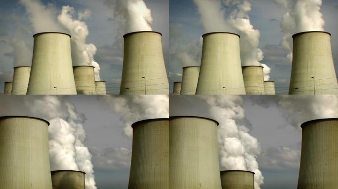 大型发电厂，空气污染-2剪辑。高清