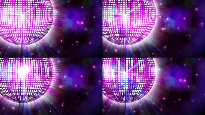 闪亮的紫色迪斯科球旋转